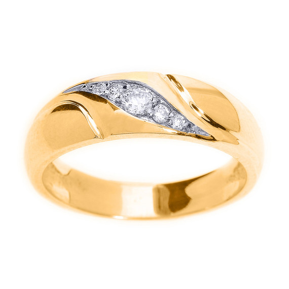 Gold Men's Diamond Wedding Ring