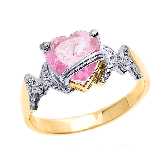Solid Gold Mom Heart Birthstone Mother's Ring(Available in Yellow/Rose/White Gold)