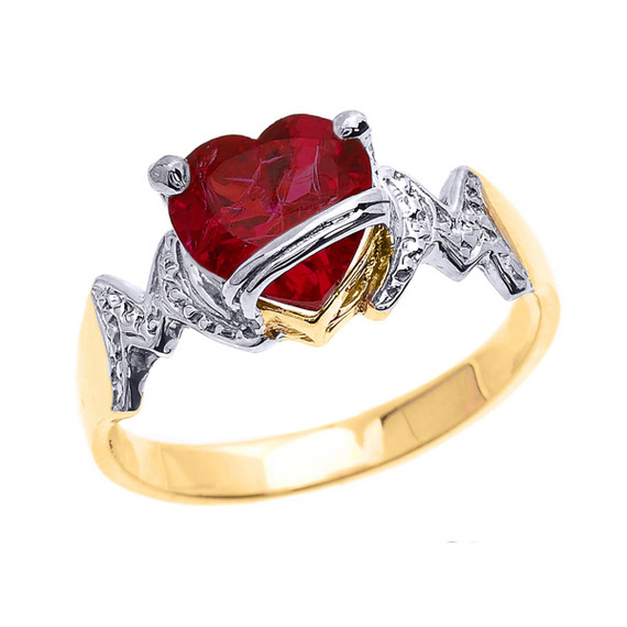Solid Gold Mom Heart Birthstone Mother's Ring(Available in Yellow/Rose/White Gold)