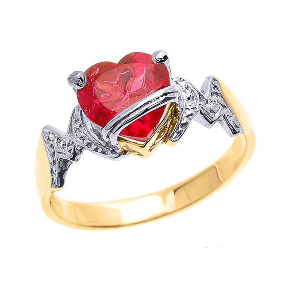Yellow Gold Mom Heart Birthstone Mother's Ring
