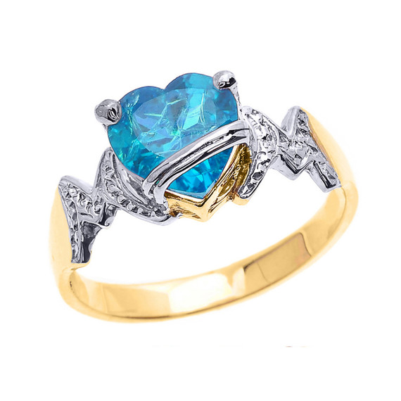 Solid Gold Mom Heart Birthstone Mother's Ring(Available in Yellow/Rose/White Gold)