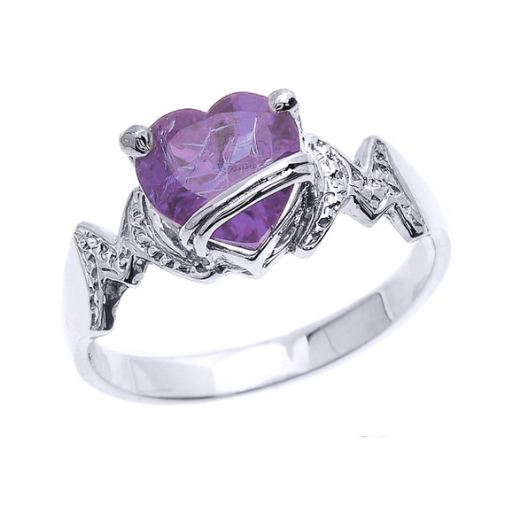 Solid Gold Mom Heart Birthstone Mother's Ring(Available in Yellow/Rose/White Gold)
