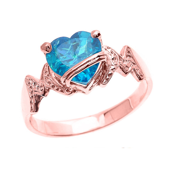 Solid Gold Mom Heart Birthstone Mother's Ring(Available in Yellow/Rose/White Gold)
