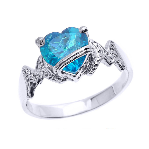 Solid Gold Mom Heart Birthstone Mother's Ring(Available in Yellow/Rose/White Gold)