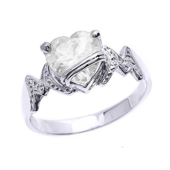 Solid Gold Mom Heart Birthstone Mother's Ring(Available in Yellow/Rose/White Gold)
