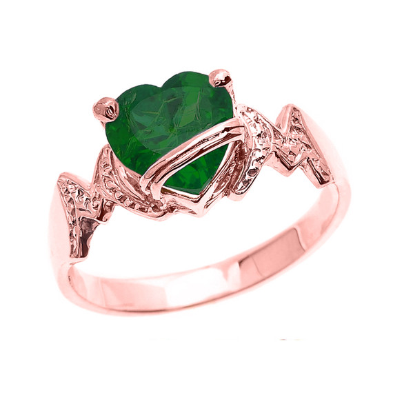 Rose Gold Mom Heart Birthstone Mother's Ring