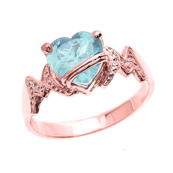 Rose Gold Mom Heart Birthstone Mother's Ring