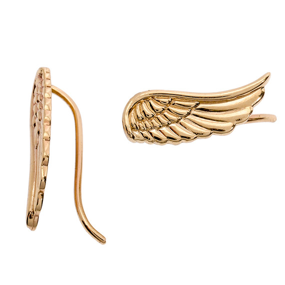 14k Yellow Gold Angel Wings Ear Cuffs