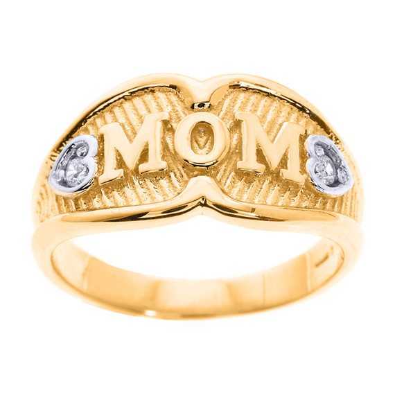 Gold "MOM" Diamond Ring