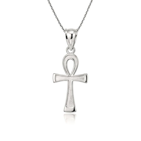 925 Sterling Silver Egyptian Ankh Cross Charm Pendant Necklace