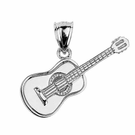 Gold Acoustic Guitar Pendant Necklace(Available In Yellow/Rose/White Gold)