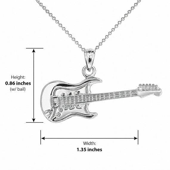 Sterling Silver Electric Guitar Pendant Necklace