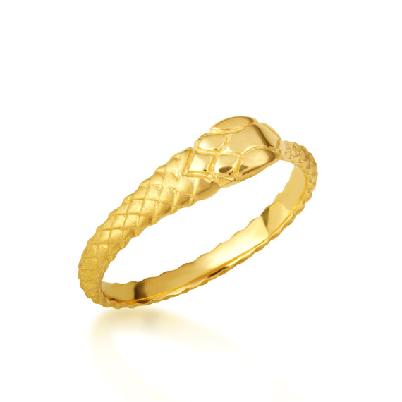 Gold Woman's Tail Biting Ouroboros Snake Ring