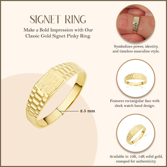 Gold Signet Ring - Pinky Rings for Men | Factory Direct Jewelry