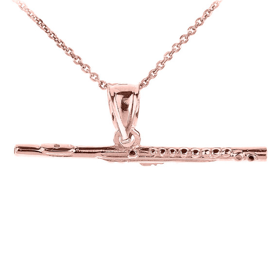 Rose Gold 3D Flute Pendant Necklace