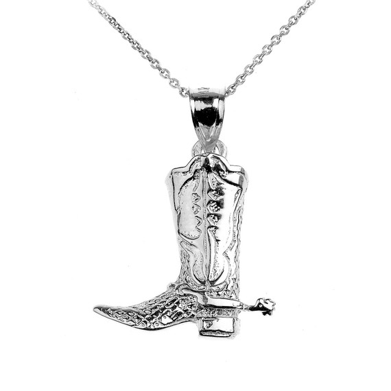 Sterling Silver Cowboy Boot Pendant Necklace