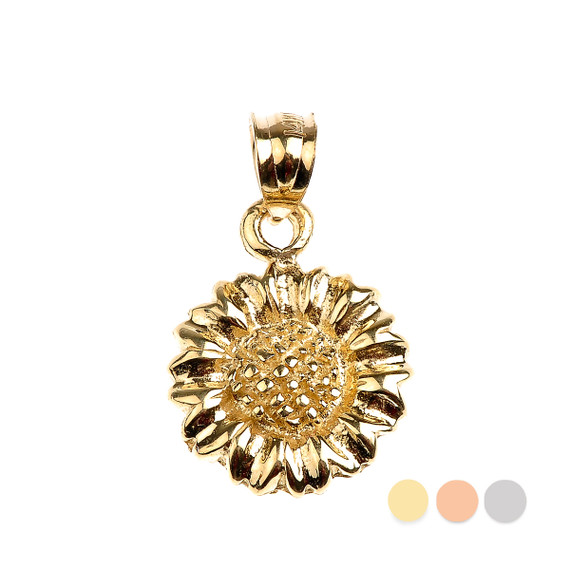 Gold Sunflower Charm Pendant Necklace