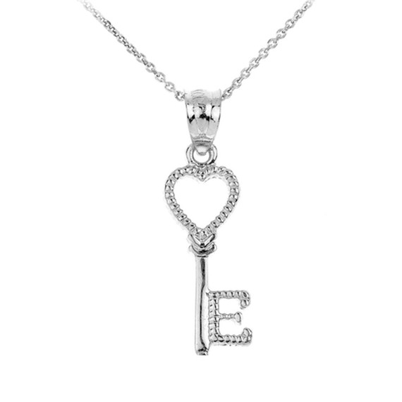 Gold Heart Key Pendant Necklace (Available in Yellow/Rose/White)