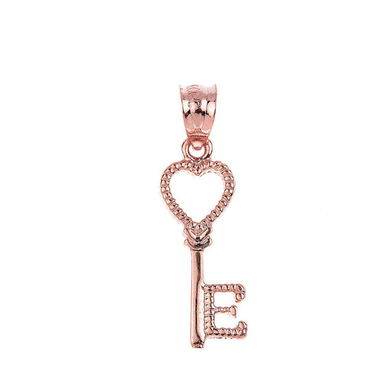 Gold Heart Key Pendant Necklace (Available in Yellow/Rose/White)