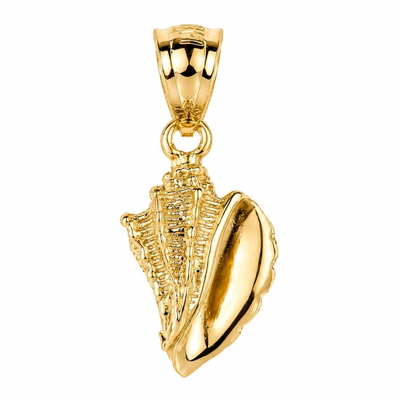 Solid Gold Seashell Beach Pendant Necklace(Available in Yellow/Rose/White Gold)