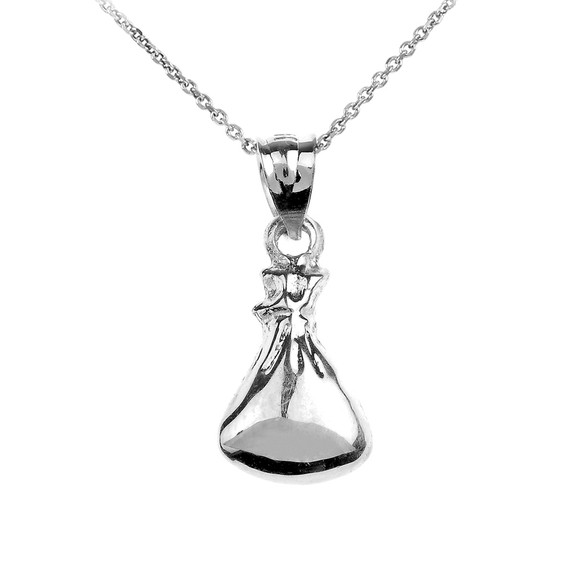 White Gold Baby Sleep Sack Charm Pendant Necklace