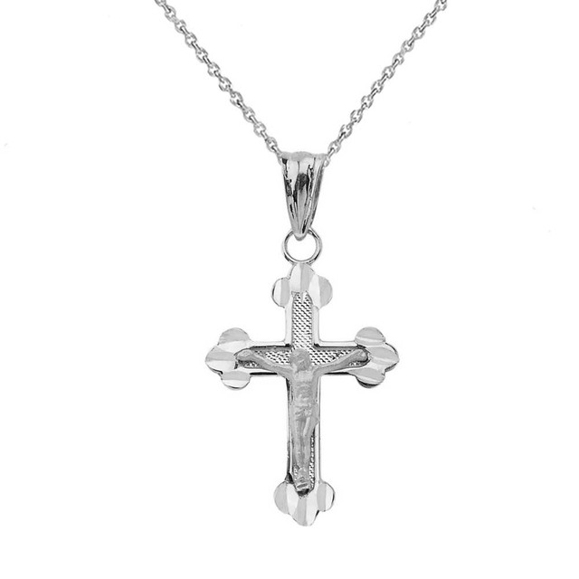 Greek Orthodox Cross Pendant Necklace in Sterling Silver