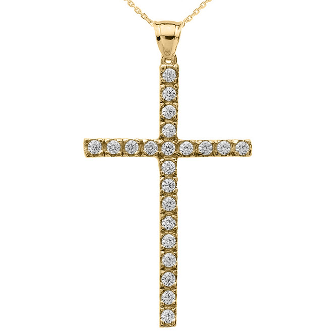 14k Yellow Gold Cross Pendant Necklace on an 18 in. chain お買い得