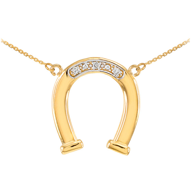 14K Polished Gold Lucky Horseshoe Necklace