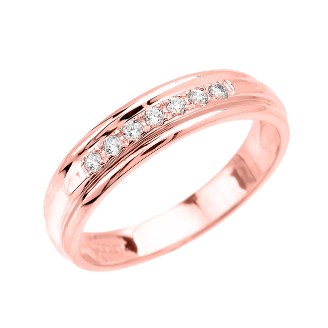 Diamond Men's Wedding Band in Rose Gold