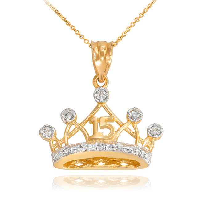 Yellow Gold Royal Crown Necklace Pendant
