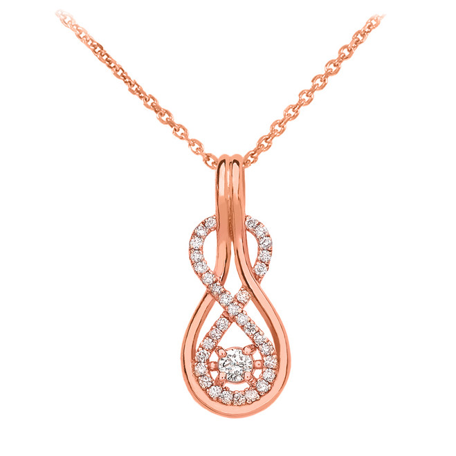 14k Rose Gold Om Diamond Pendant Necklace
