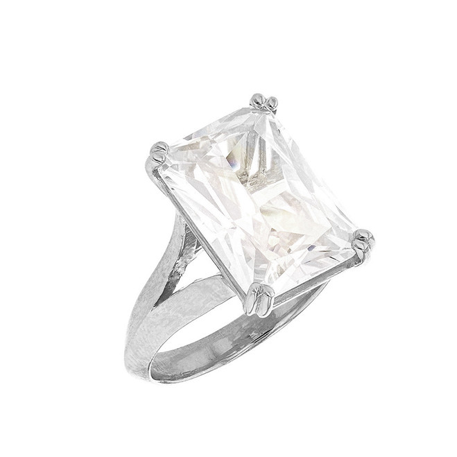 Sterling Silver Solitaire Octagon 