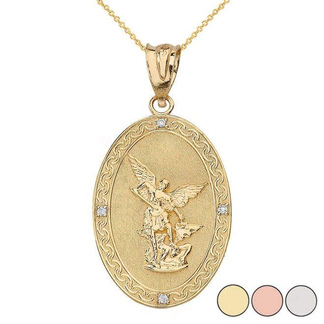 solid gold st michael pendant