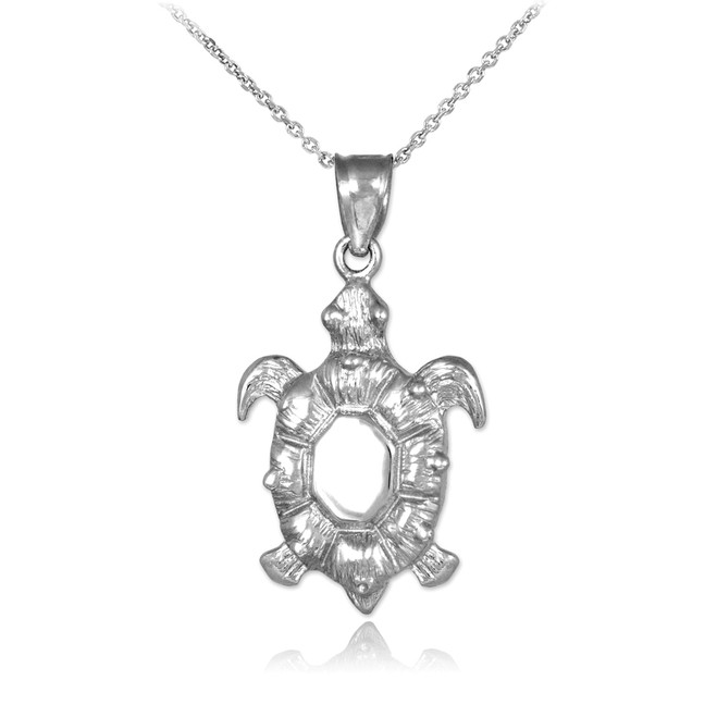 14k White Gold Diamond Turtle Necklace | Turtle Necklaces