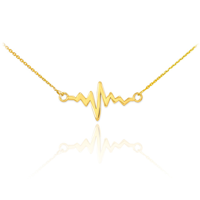 gold studded heartbeat necklace