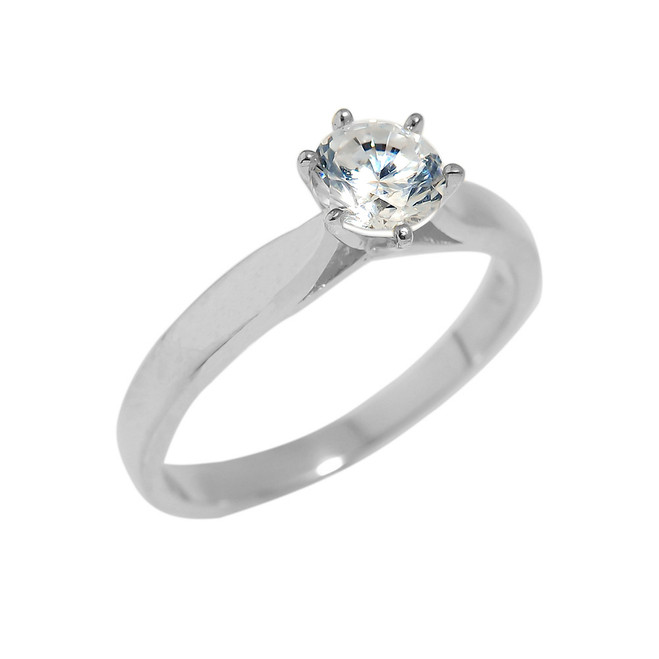 Engagement Ring Cz Engagement Ring White Gold Cz Engagement Ring Cz Solitaire Engagement 