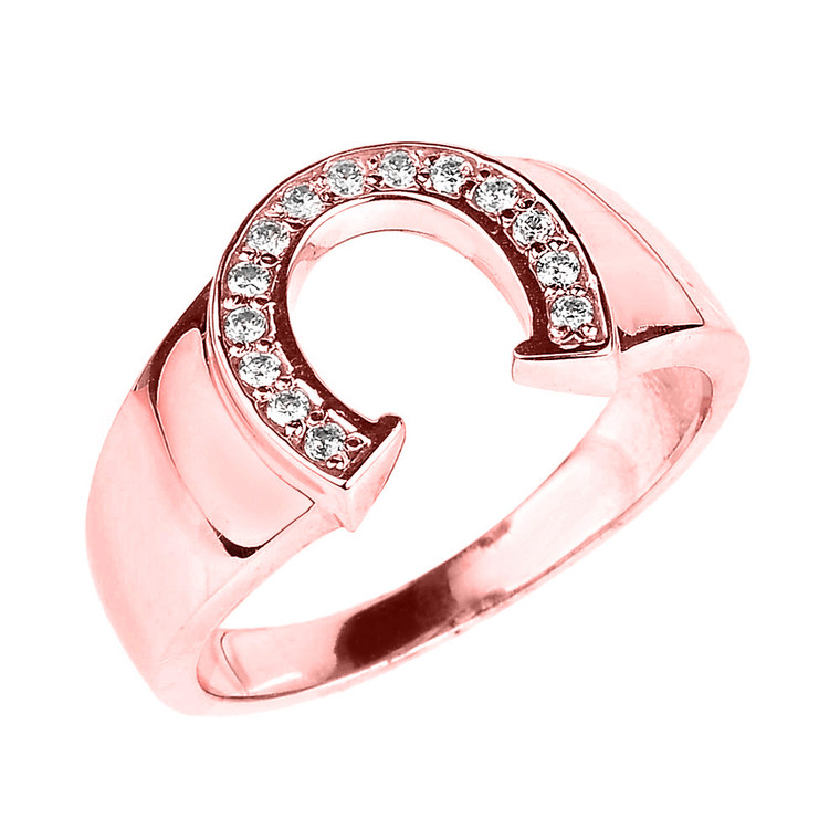 Rose Gold Diamond Horseshoe Men's Ring
