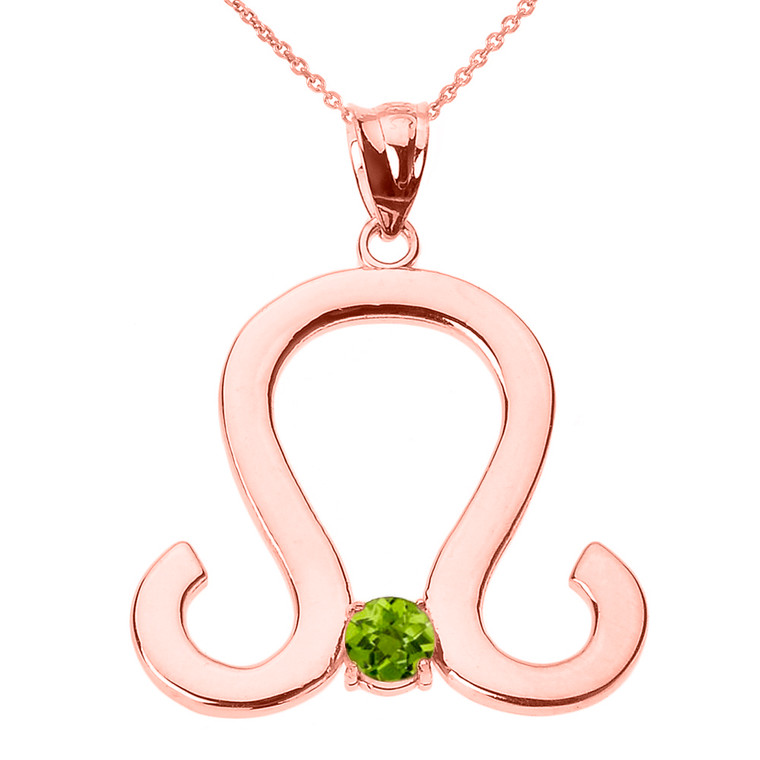Rose Gold Leo Zodiac Sign August Birthstone Pendant Necklace