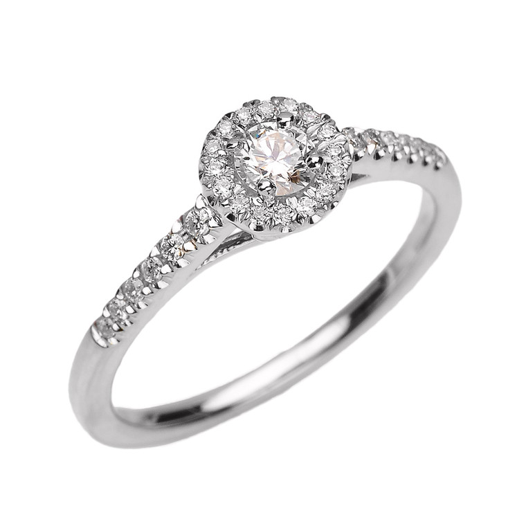 White Gold Diamond Dainty Engagement Proposal Ring