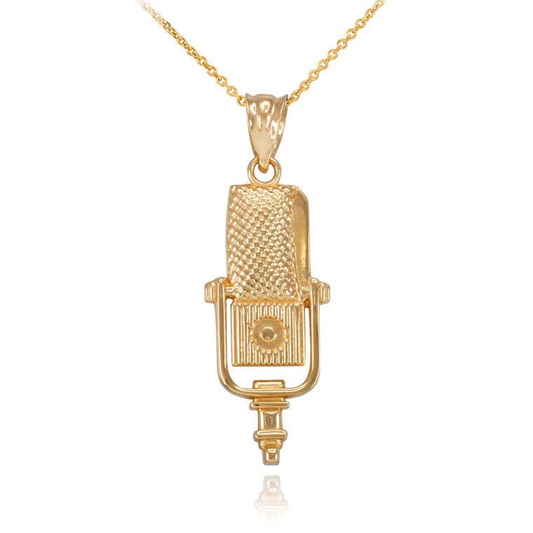 Gold Studio Microphone Pendant Necklace