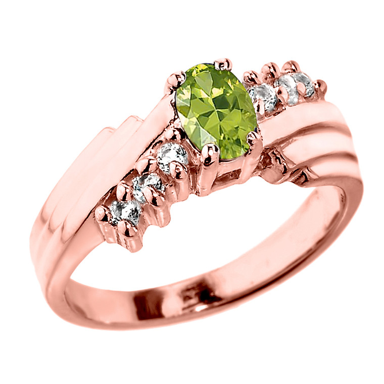 Dazzling Rose Gold Diamond and Peridot Proposal Ring