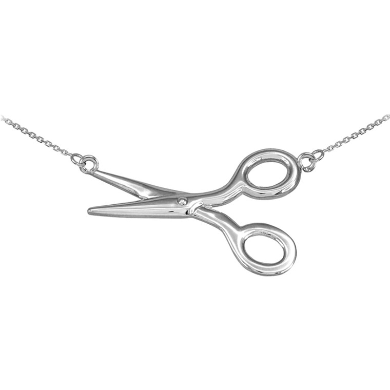 Sterling Silver Sideways Scissors Necklace
