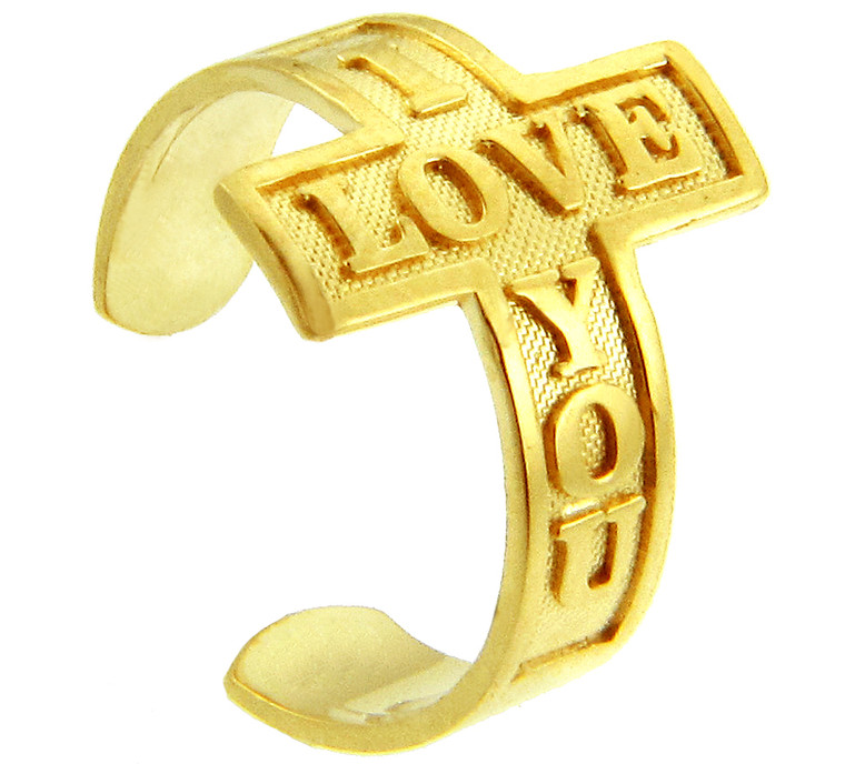Yellow Gold "I Love You" Cross Toe Ring