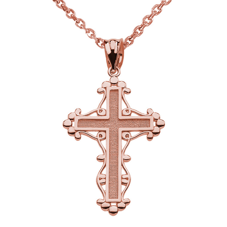 Rose Gold Christian Cross Spirituality Pendant Necklace