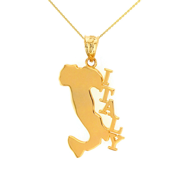 Solid Yellow Gold Italy Pendant Necklace