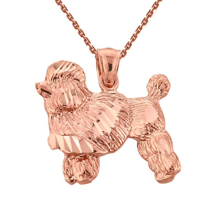 Rose Gold Diamond Cut Poodle Pendant