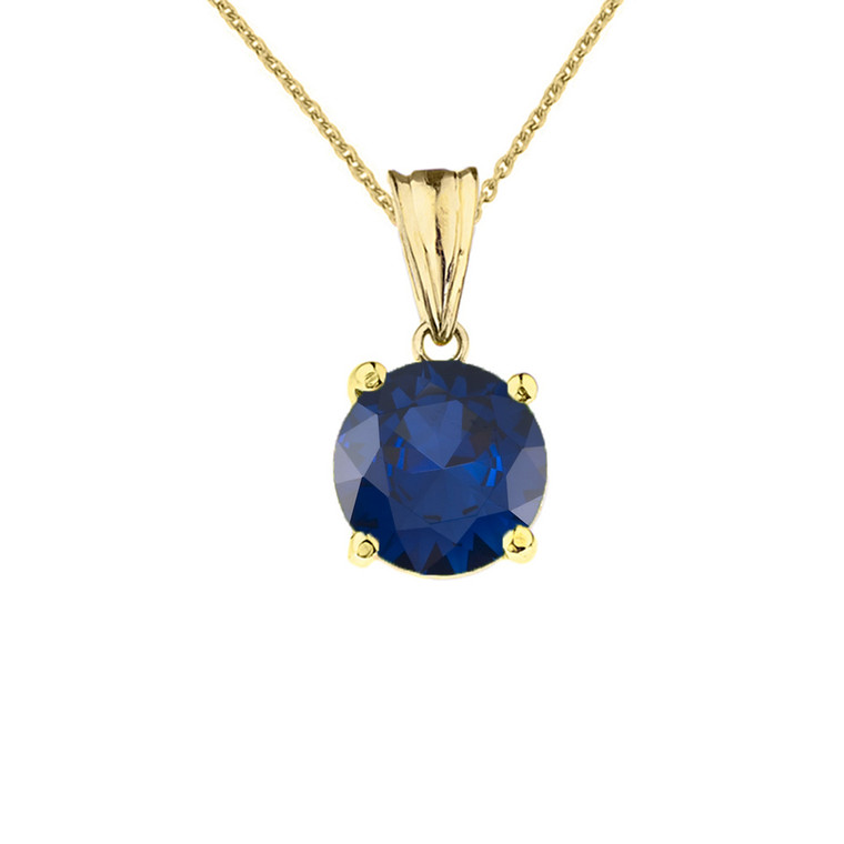 10K Yellow Gold  September Birthstone Sapphire (LCS)  Pendant Necklace