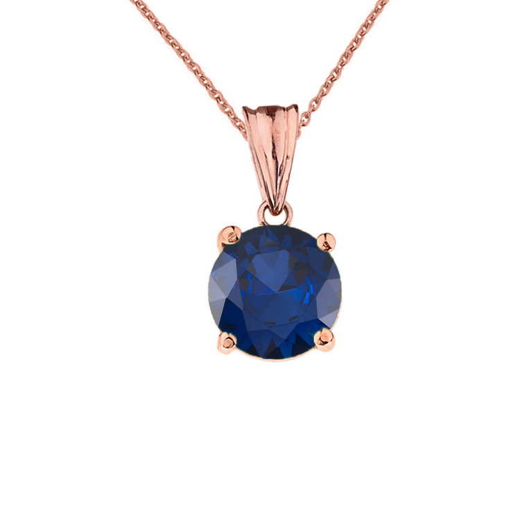 10K Rose Gold  September Birthstone Sapphire (LCS)  Pendant Necklace