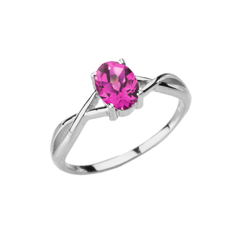Dainty White Gold Infinity Design Alexandrite (LCAL) Solitaire Ring