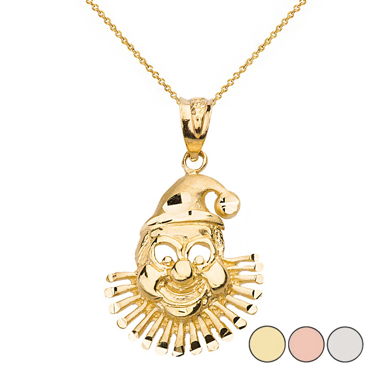 NEW 14K SOLID TRI COLOR ROSE WHITE YELLOW GOLD CLOWN CHARM PENDANT 